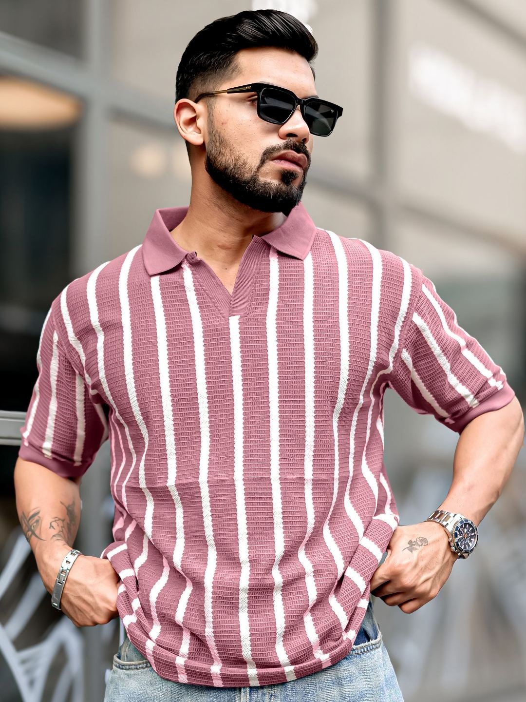 

Maniac Men Polo Collar T-shirt, Pink