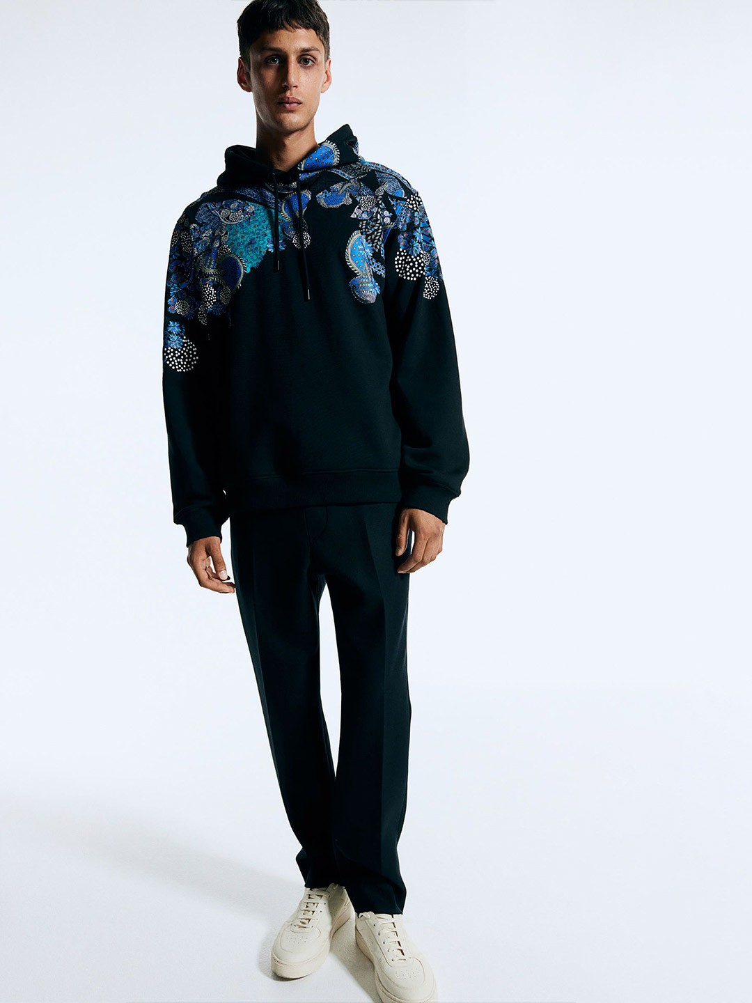 

H&M Abstract-Print Cotton Hoodie, Black