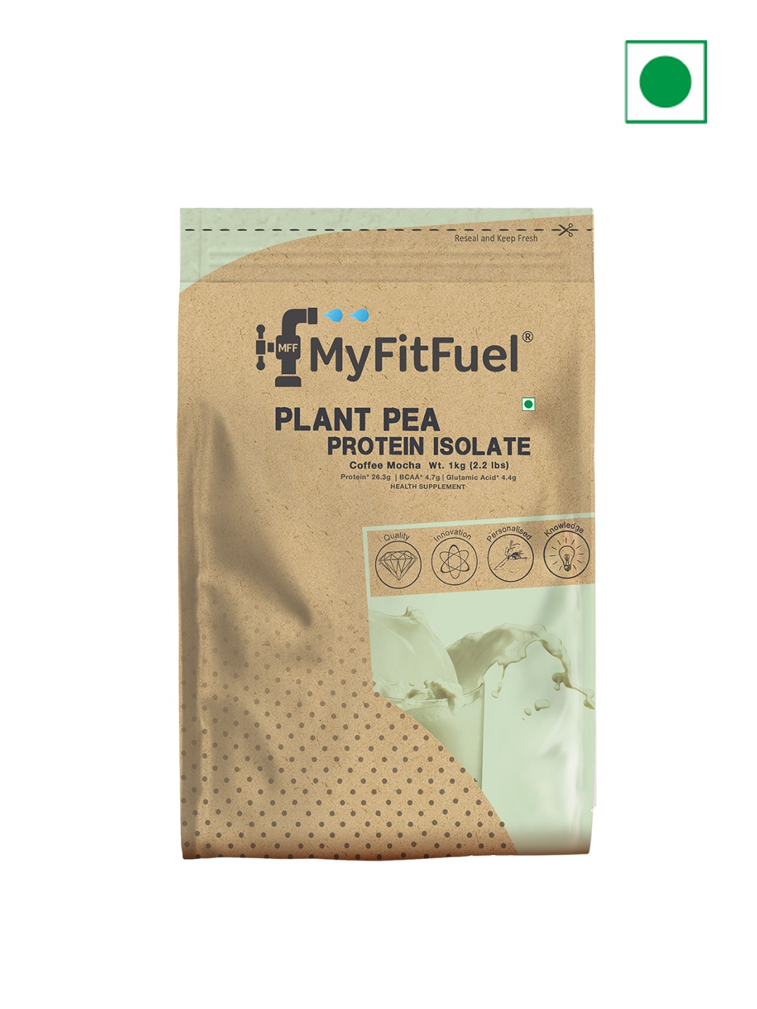 

MyFitFuel Plant Pea Protein Isolate-Coffee Mocha- 1kg, Brown