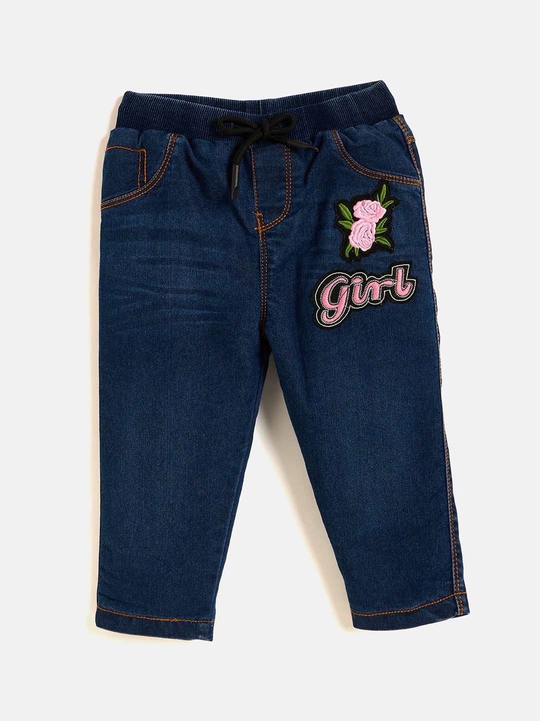 

JWAAQ Girls Cotton Mid-Rise Slim Fit Embroidered Stretchable Jeans, Blue