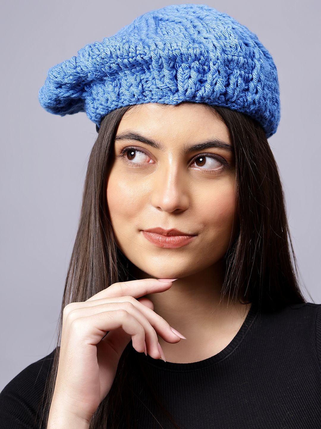 

Velvery Women Self Design Beanie, Blue