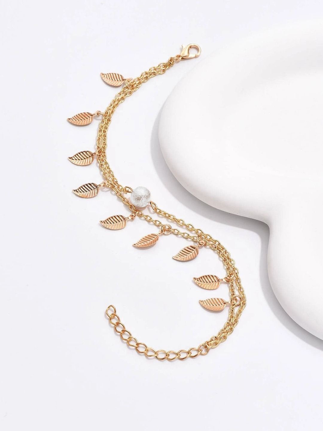 

KRENOZ Gold-Plated Pearls Single Anklet