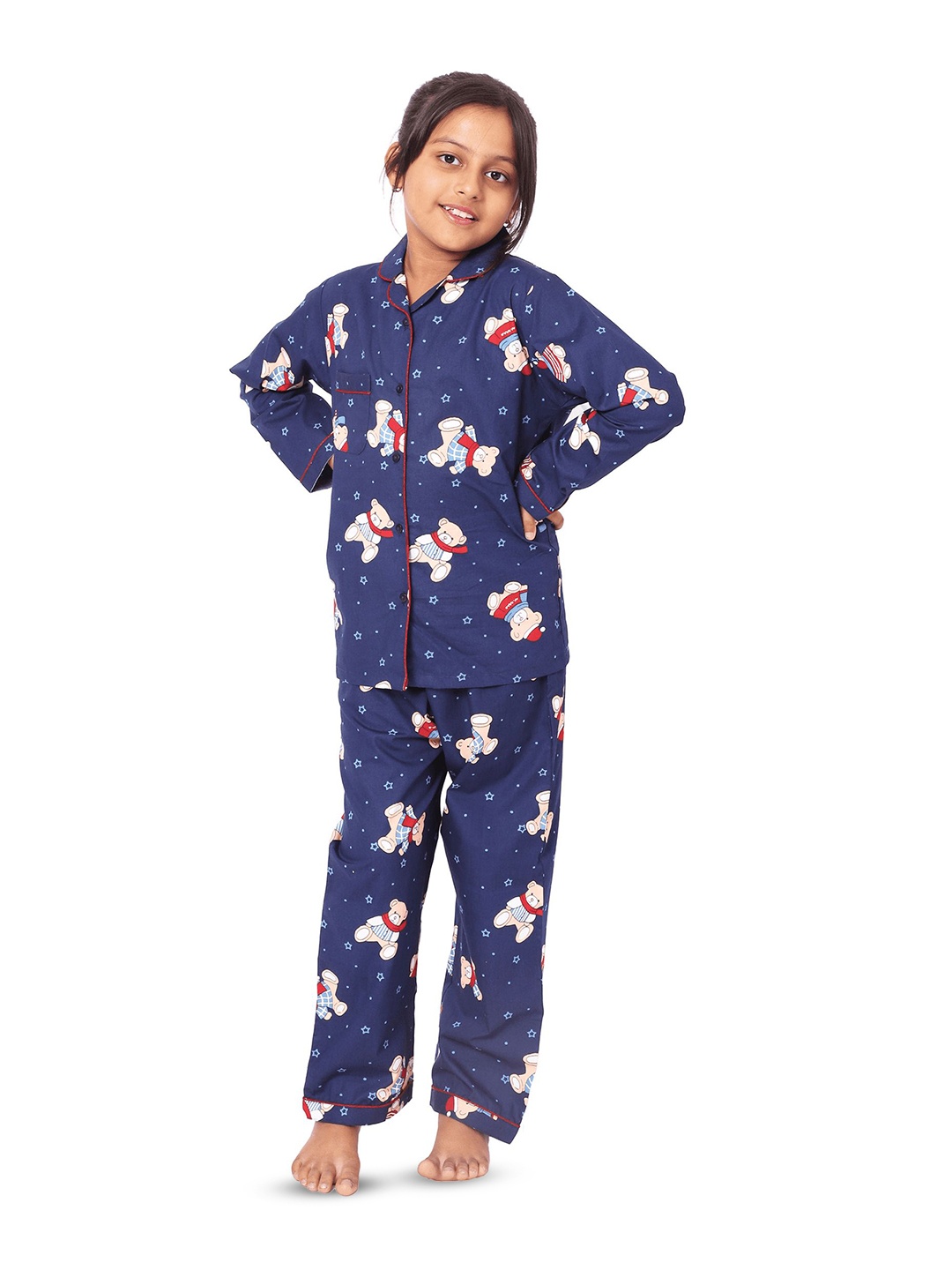 

Sleepy tots Unisex Kids Printed Pure Cotton Night suits, Blue