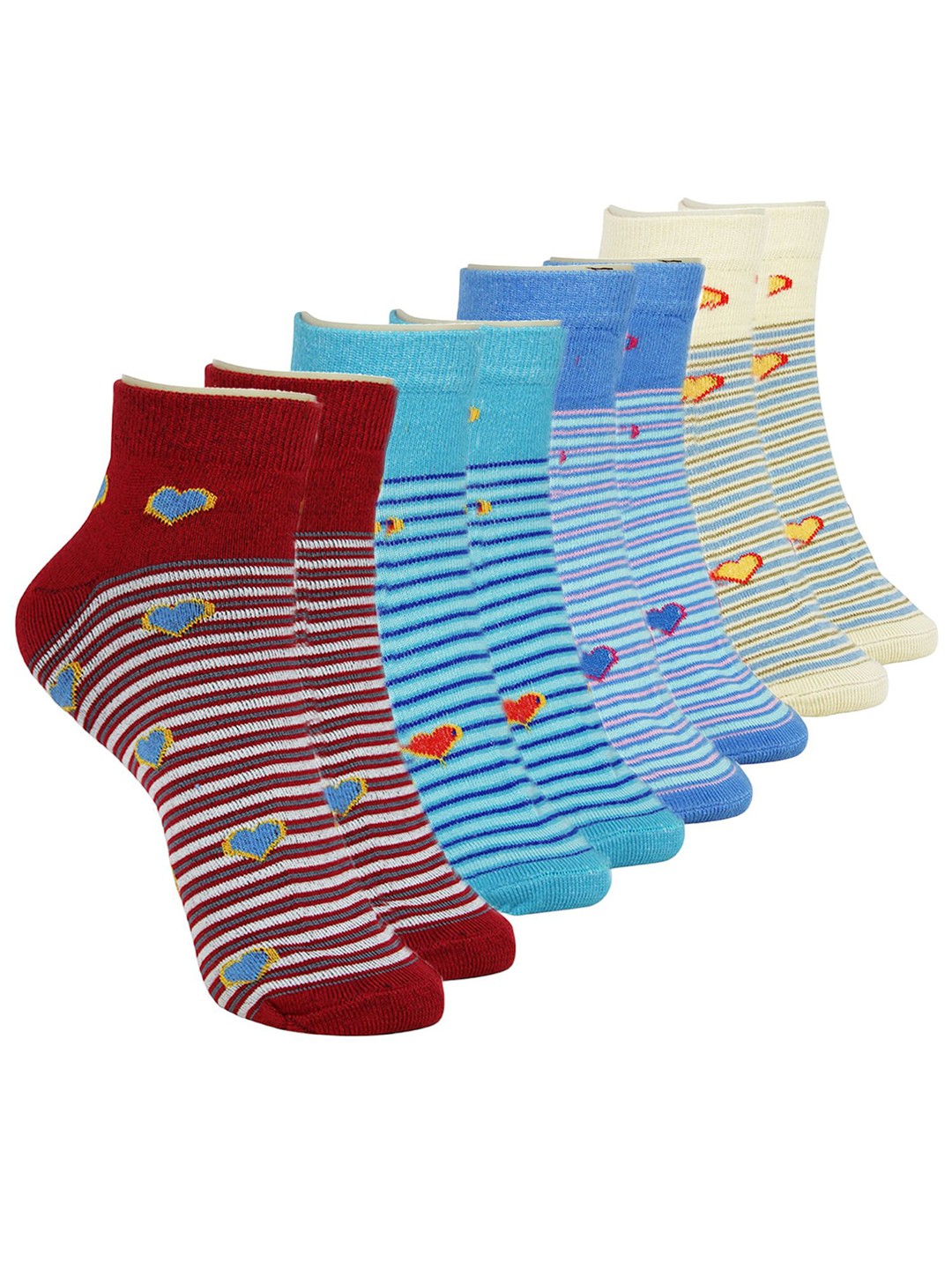 

BAESD Women Pack Of 4 Printed Cotton Ankle-Length Socks, Red