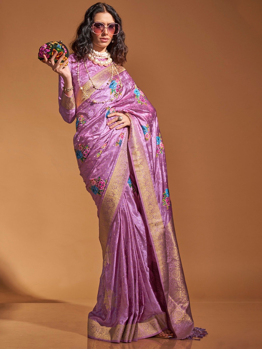 

MySilkLove Woven Design Zari Satin Saree, Purple