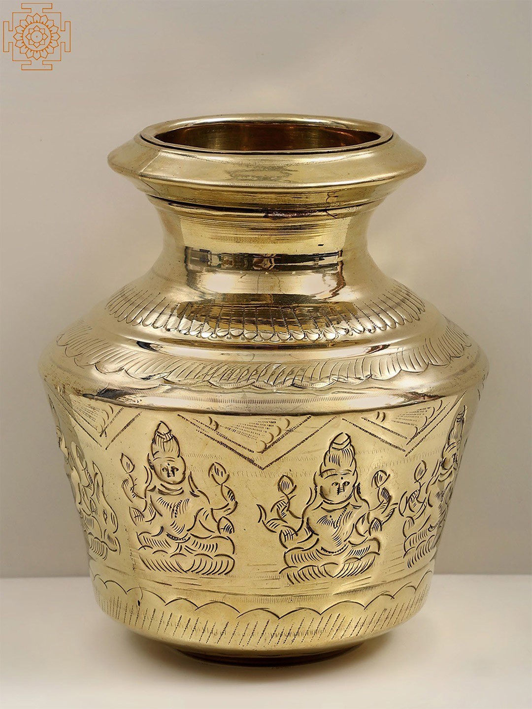 

Exotic India 7" Brass Ashtalakshmi Puja Kalasha, Yellow