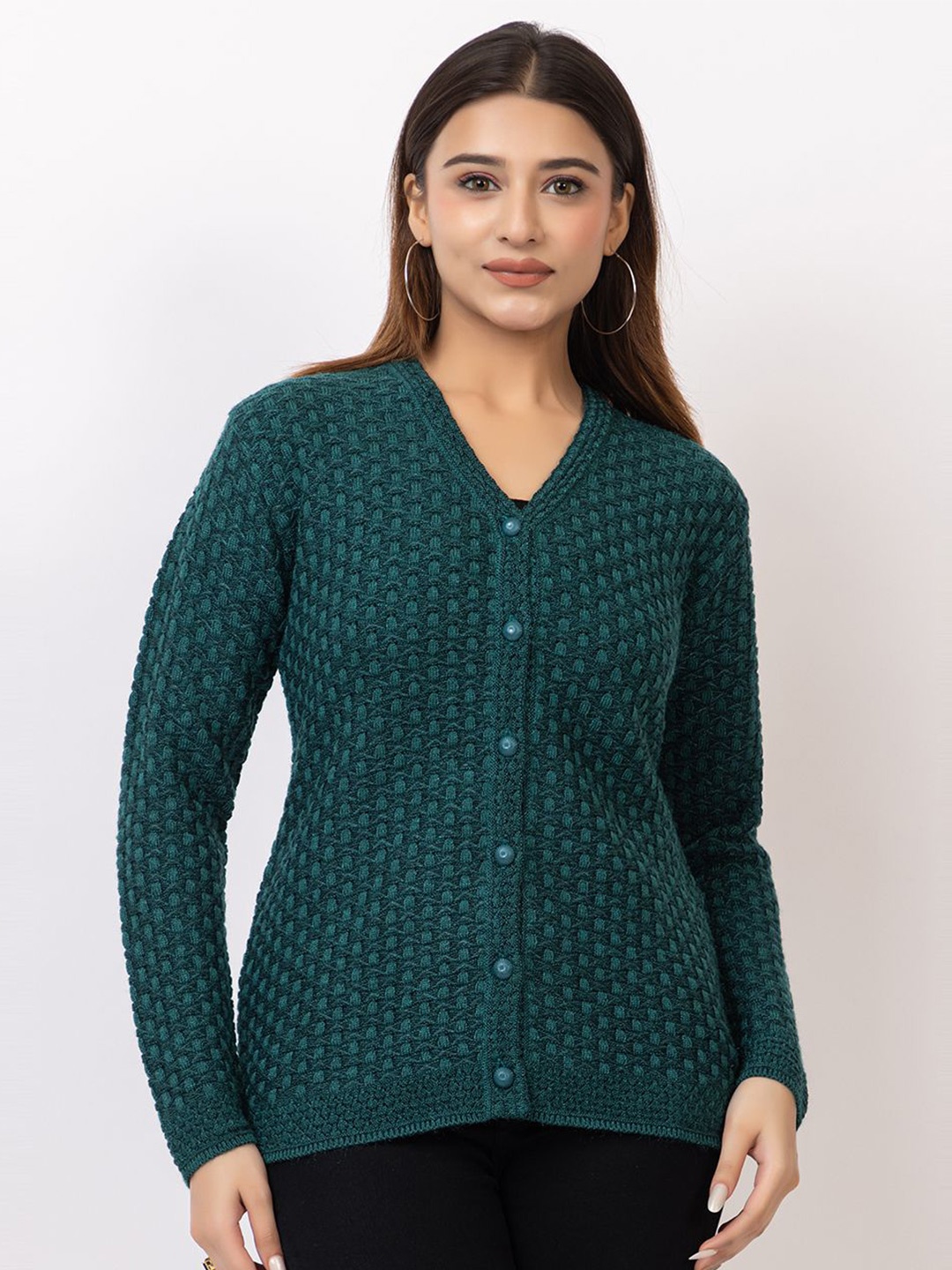 

TWENTY ME Women Woollen Cardigan, Teal