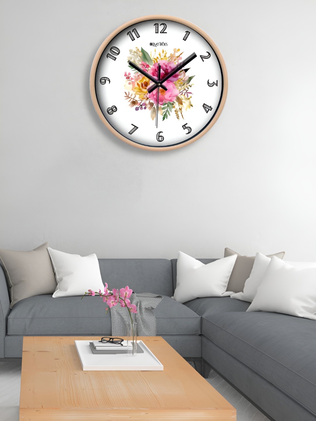 

OLIVE TREE White & Brown Printed Contemporary Wall Clock