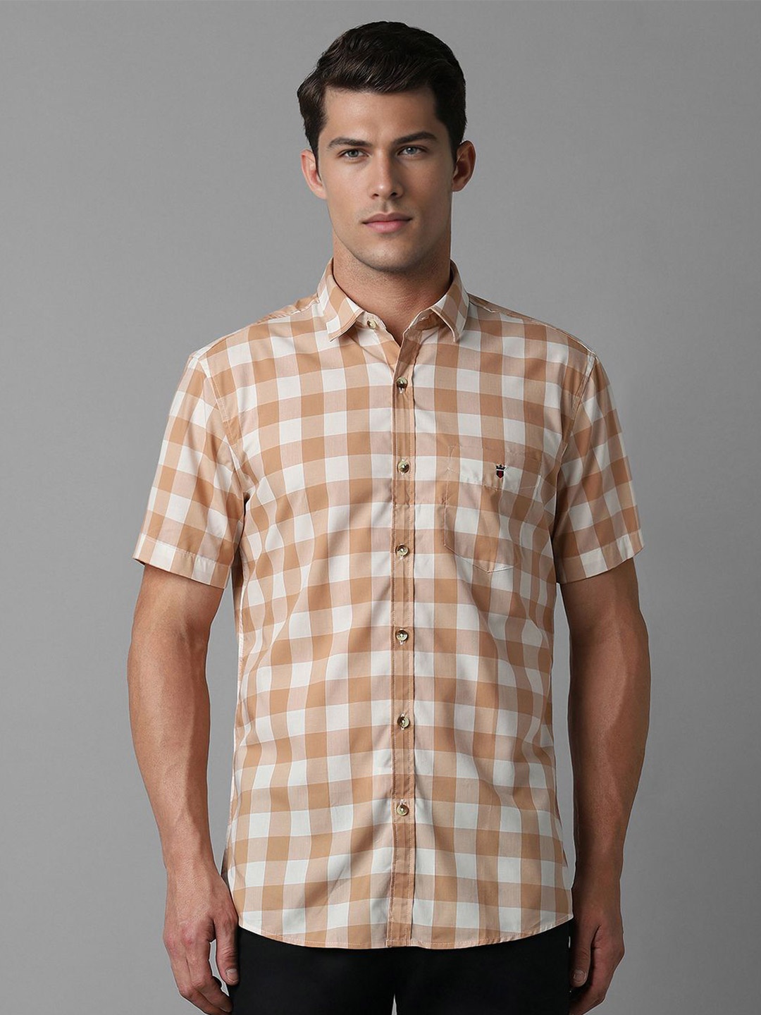 

Louis Philippe Sport Men Slim Fit Opaque Checked Casual Shirt, Brown