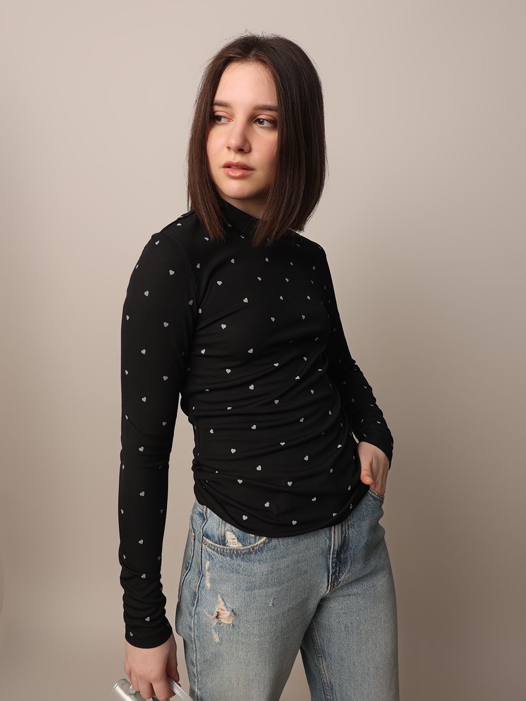 

ONLY Polka Dot Print Top, Black