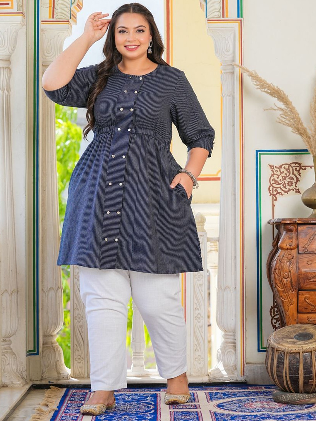 

YASH GALLERY Striped Tunic, Blue