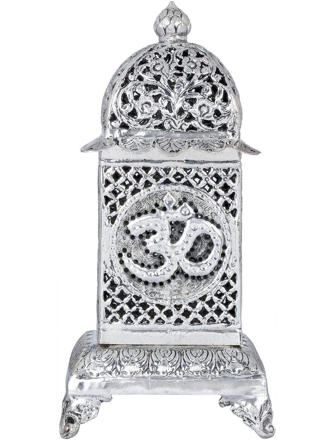 

Exotic India OM Temple Puja Lamp, Silver