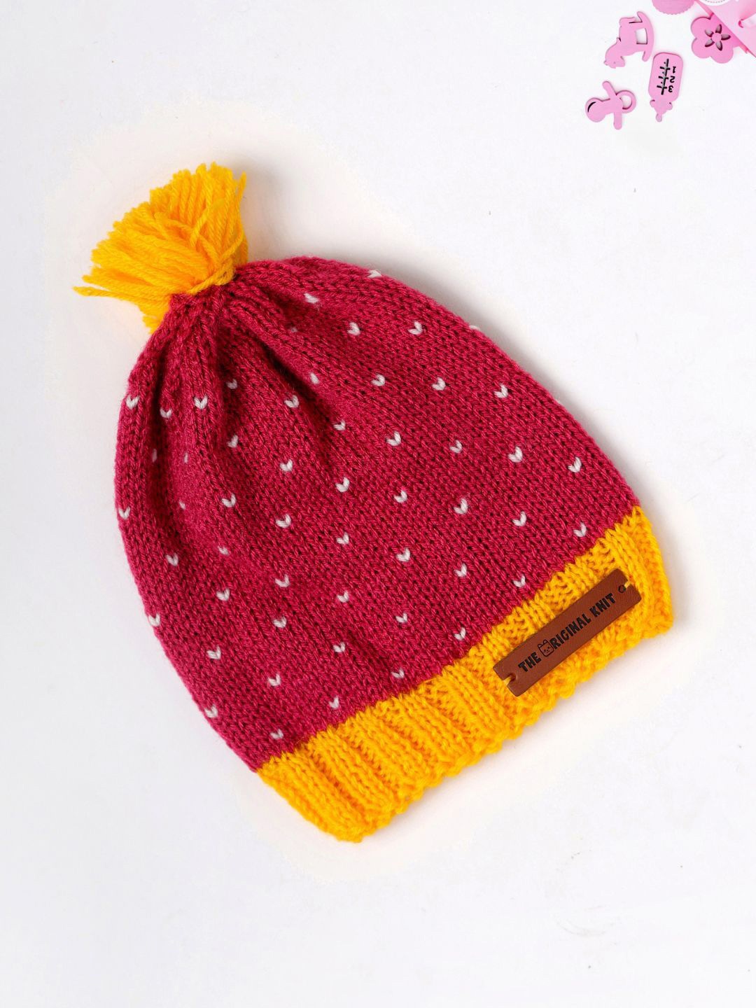 

The Original Knit Unisex Kids Printed Beanie, Maroon