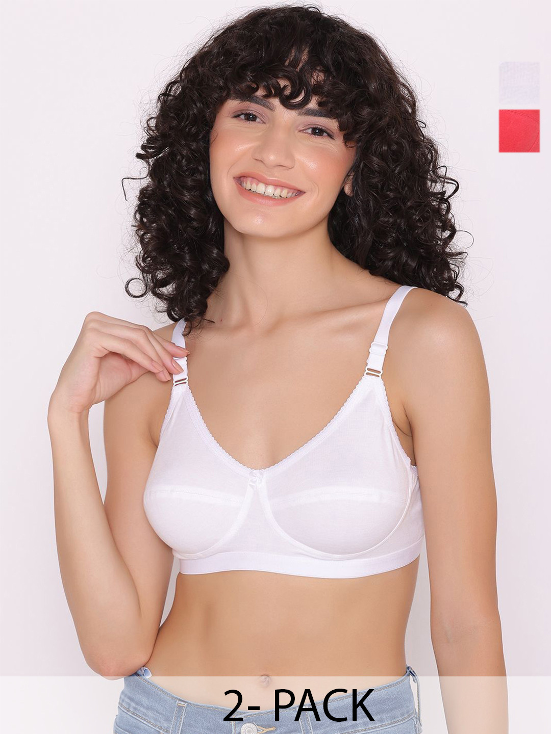 

INKURV Full Coverage Pack Of 2 Non Padded Bra, White