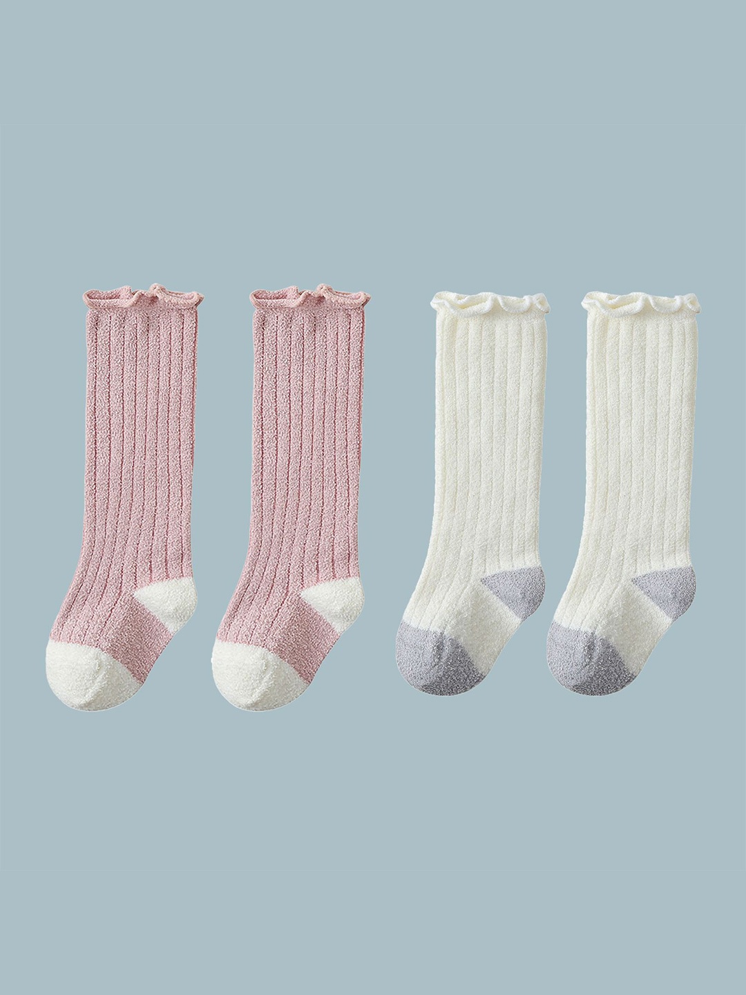 

SYGA Infants Pack Of 2 Striped Cotton Knee-Length Socks, Pink