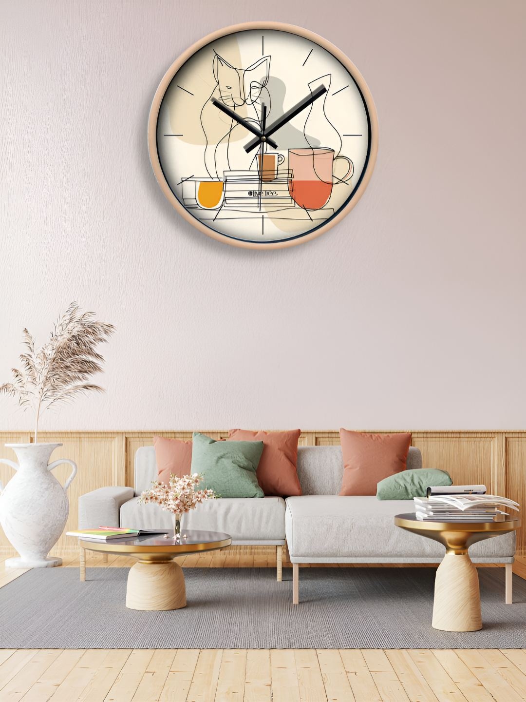 

OLIVE TREE White & Black Printed Traditional Wall Clock