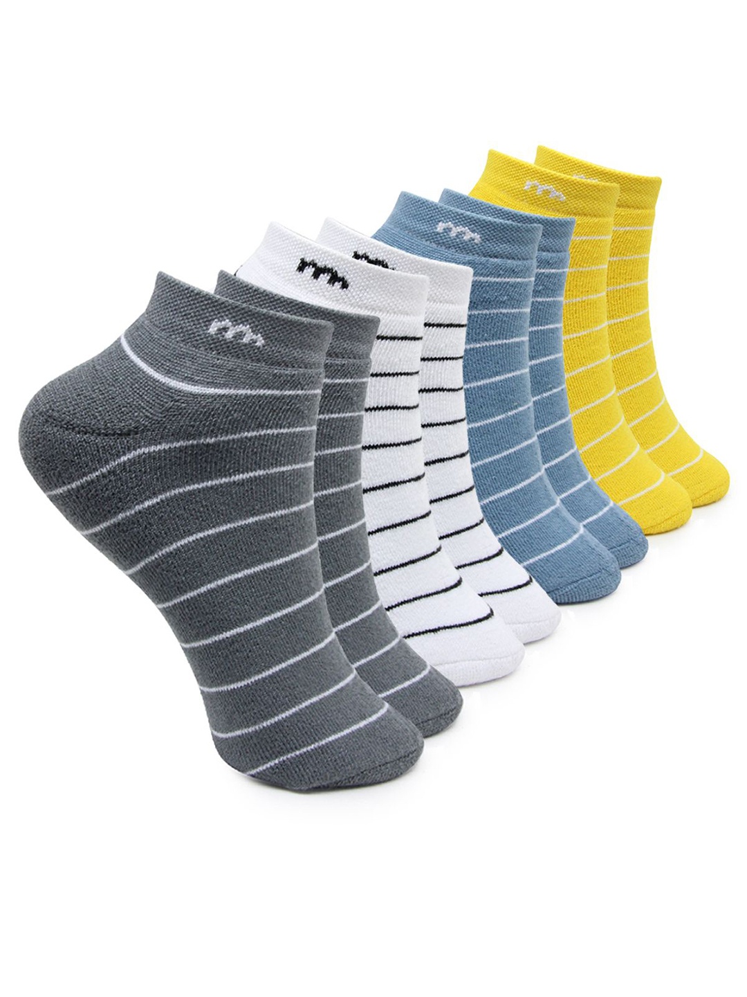 

BAESD Women Pack Of 4 Striped Cotton Ankle-Length Low Cut Socks, White