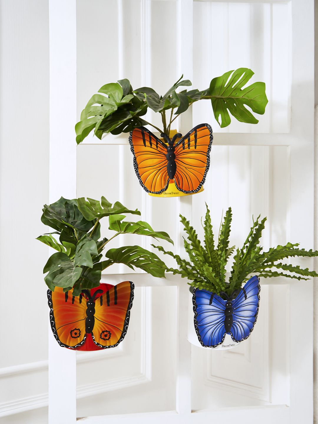 

DecorTwist 3Pcs Yellow & Red Butterfly Hanging Planter