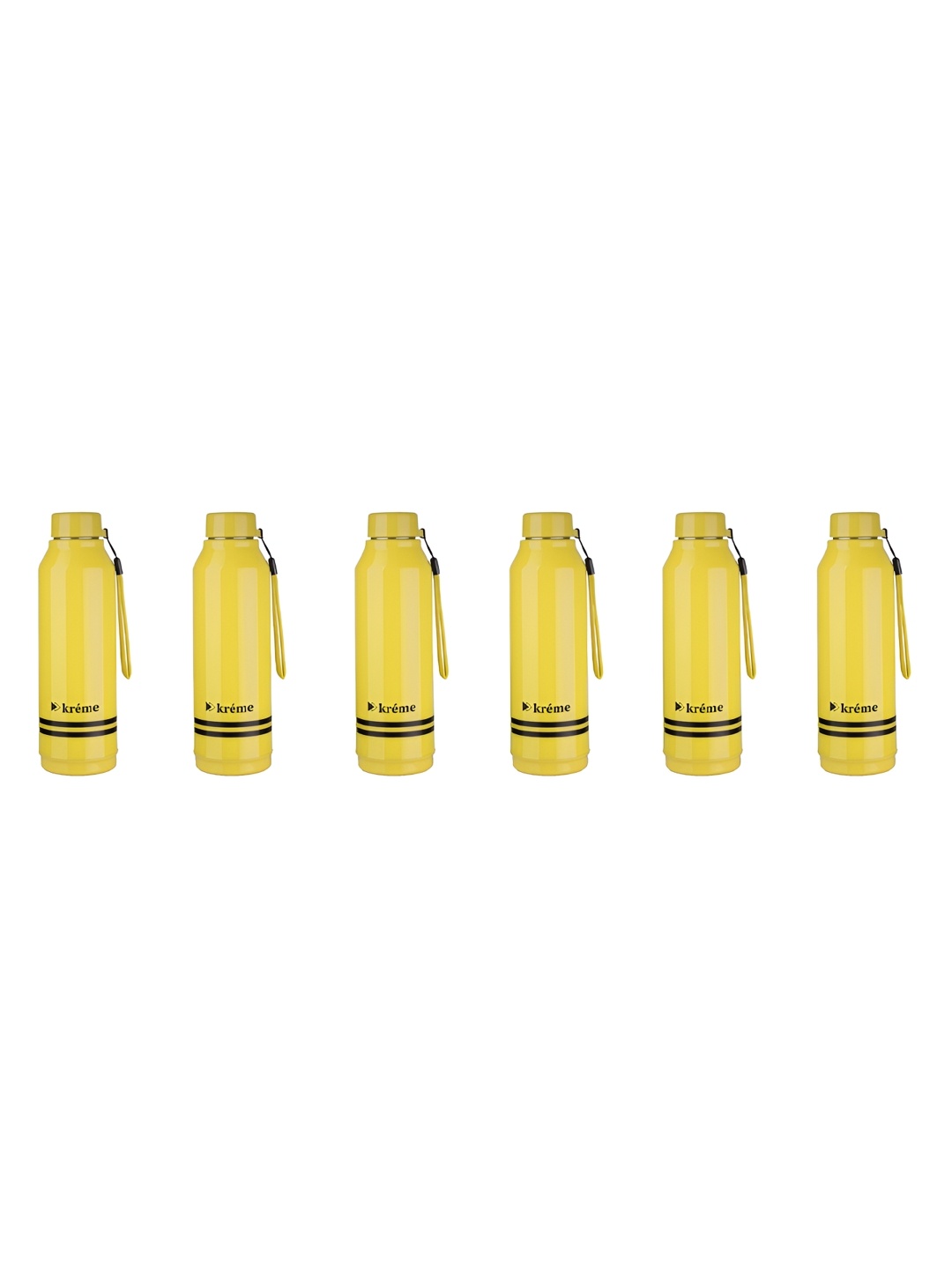 

Kreme Yellow & Black Set of Stainless Steel Printed Double Wall Vacuum Water Bottle