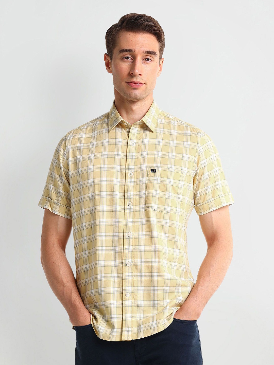 

Arrow Sport Men Opaque Checked Formal Shirt, Yellow