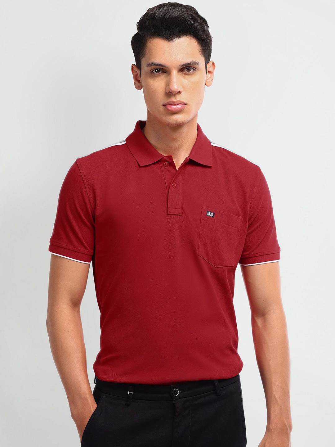 

Arrow Sport Men Solid Polo Collar Cotton T-shirt, Red