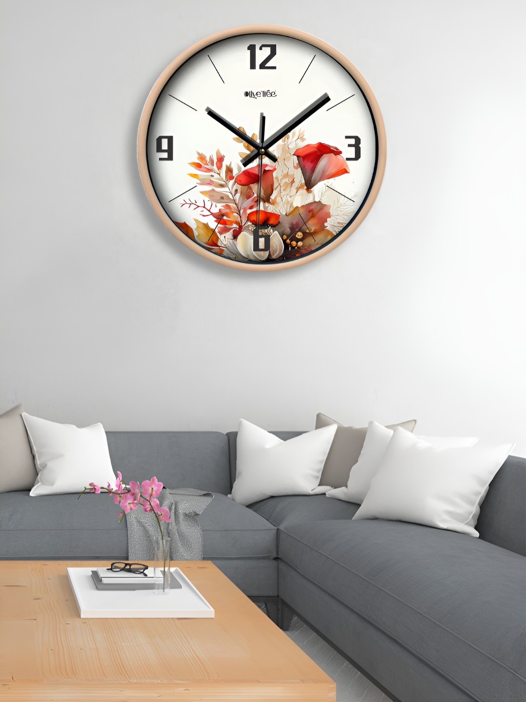 

OLIVE TREE Beige & White Printed Contemporary Wall Clock