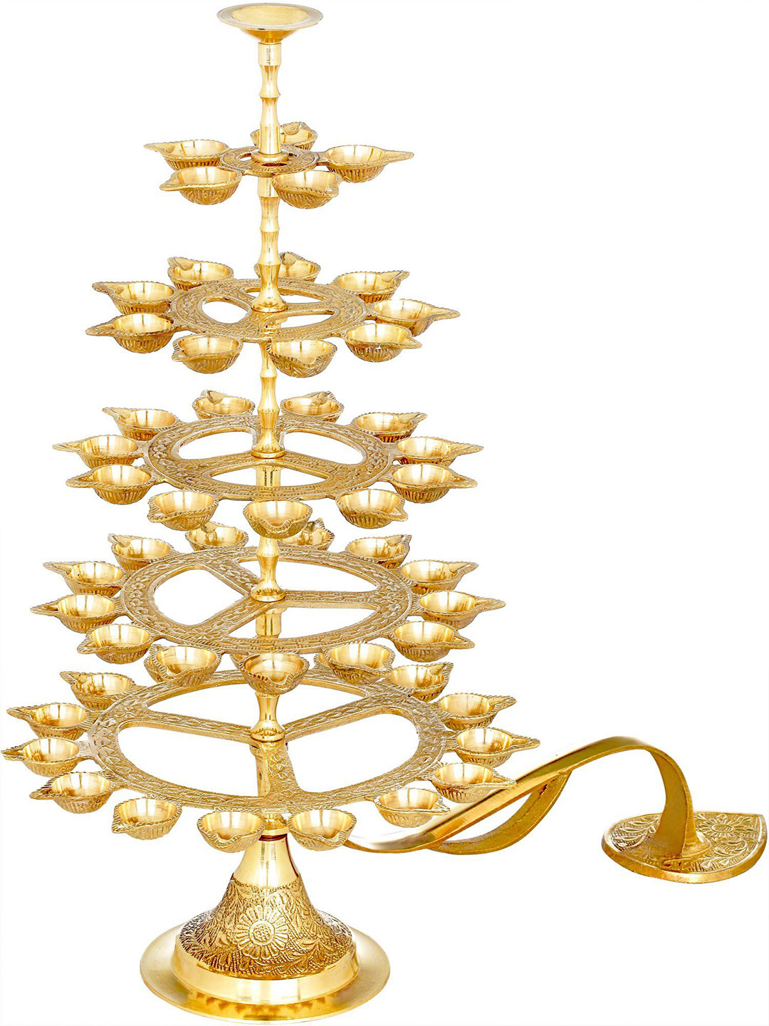 

Exotic India Fifty-Four Wicks Aarti Lamp Made of Brass, Gold