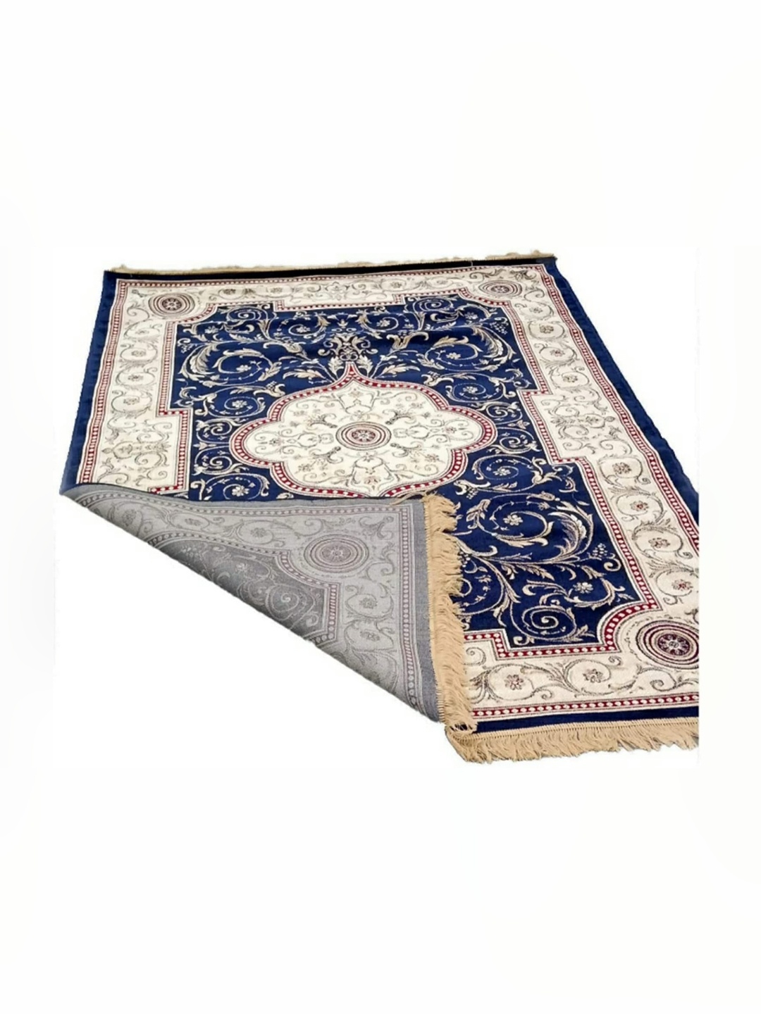 

SANA CARPET Blue & Beige Floral Rectangle Anti-Skid Carpet