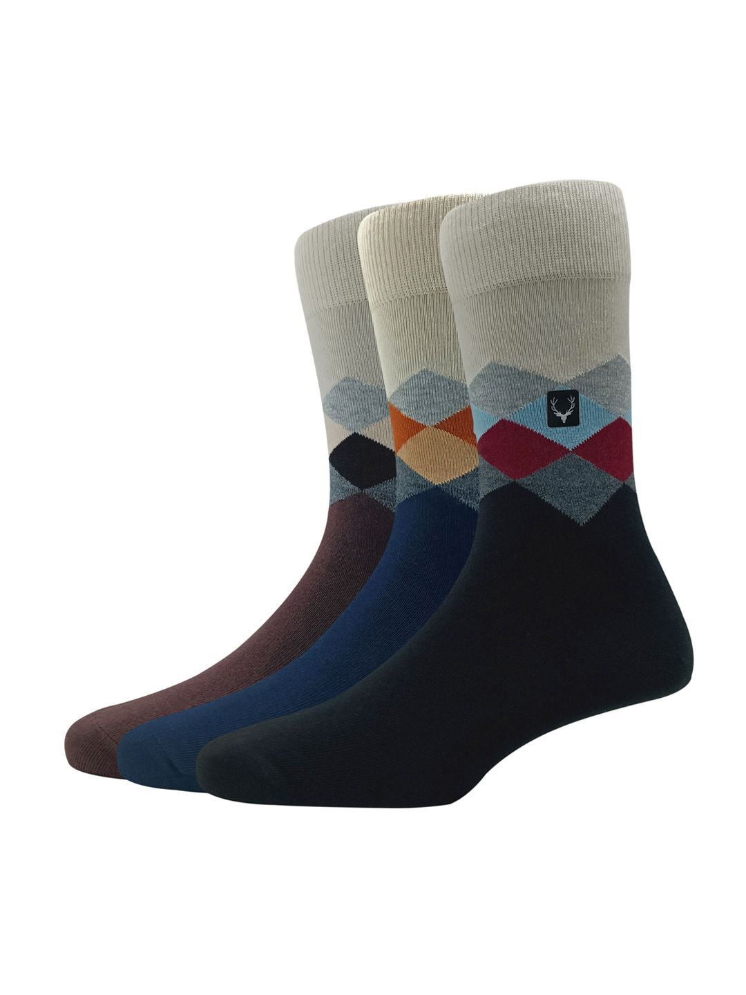 

Allen Solly Men Pack Of 3 Patterned Calf-Length Socks, Brown
