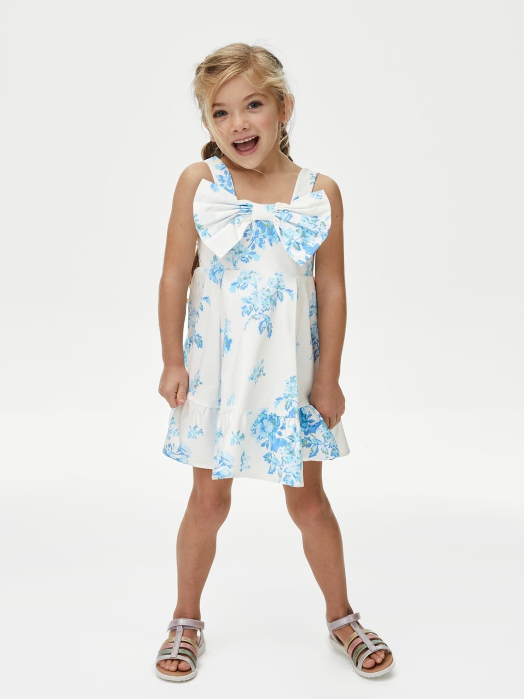 

Marks & Spencer Floral Print A-Line Dress, Blue