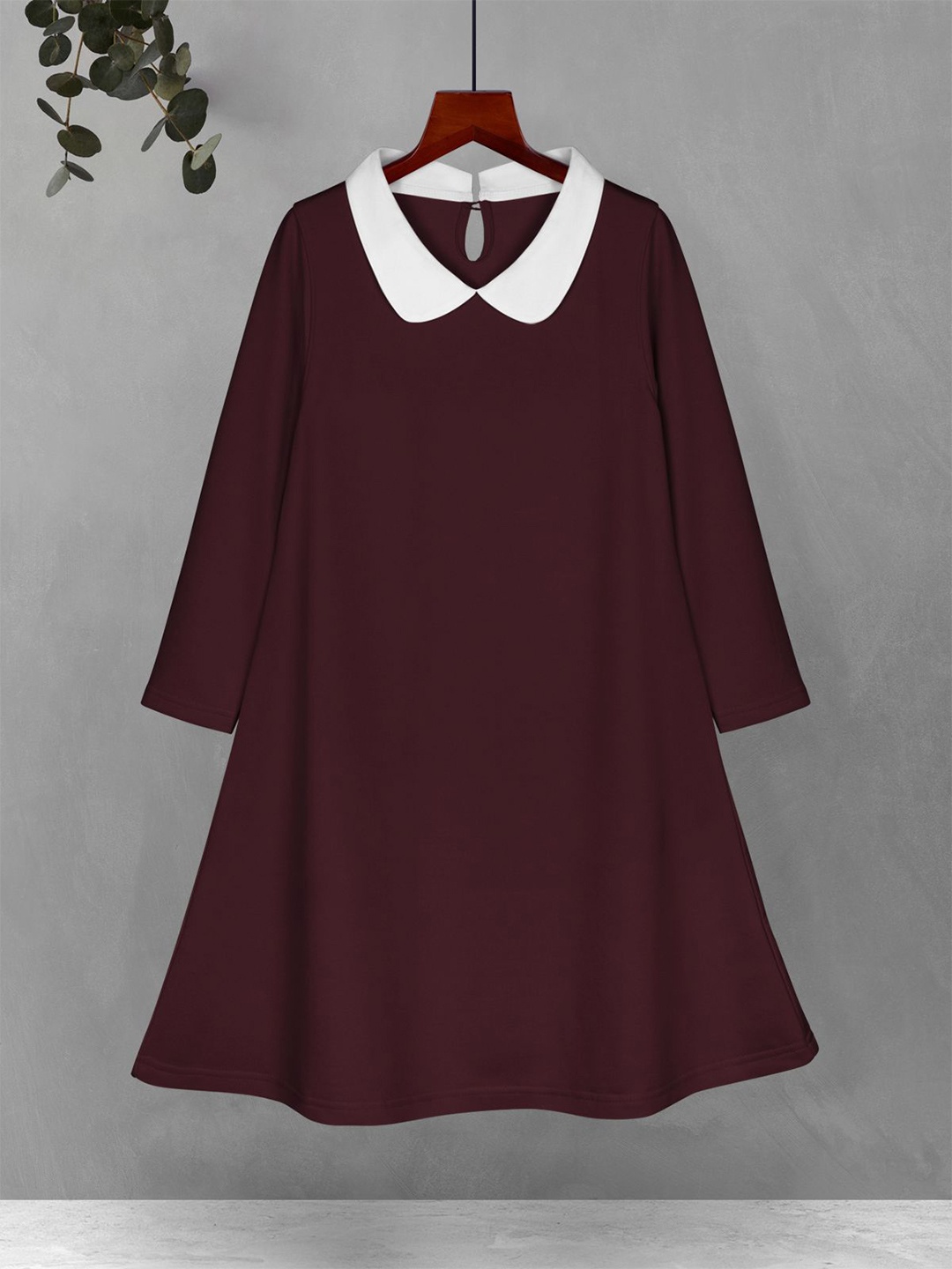 

HELLCAT Peter Pan Collar A-Line Dress, Burgundy