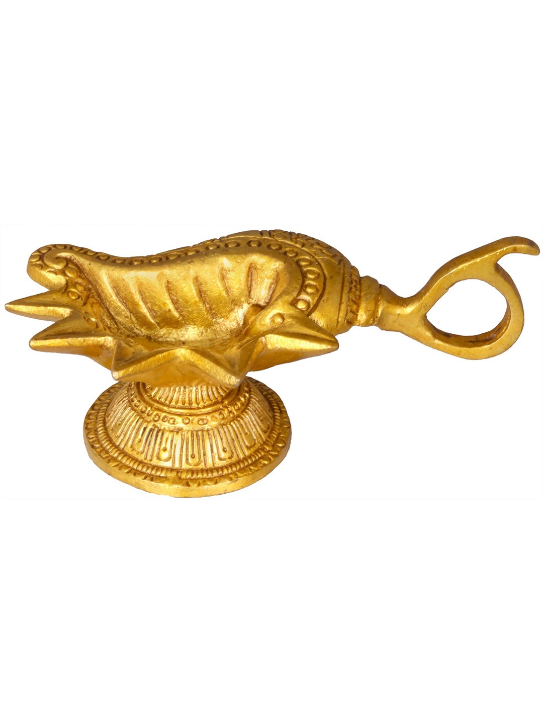 

Exotic India 5" Brass Conch Shaped Diya, Yellow