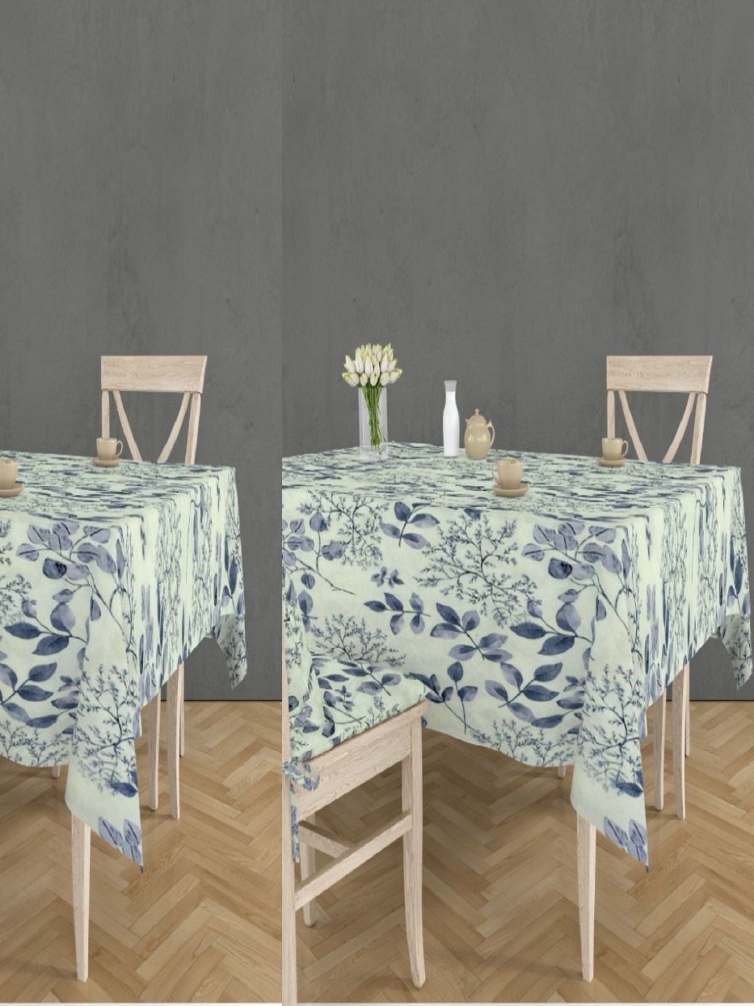 

RRC Blue & Green 2 Pieces Floral Printed Anti Slip 4 Seater Table Covers