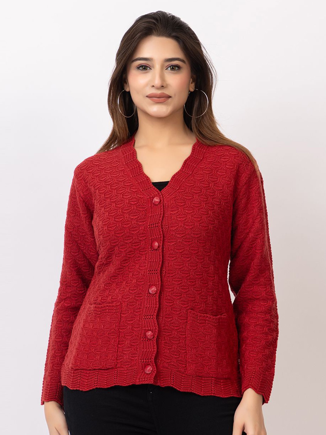 

TWENTY ME Women Woollen Cardigan, Red