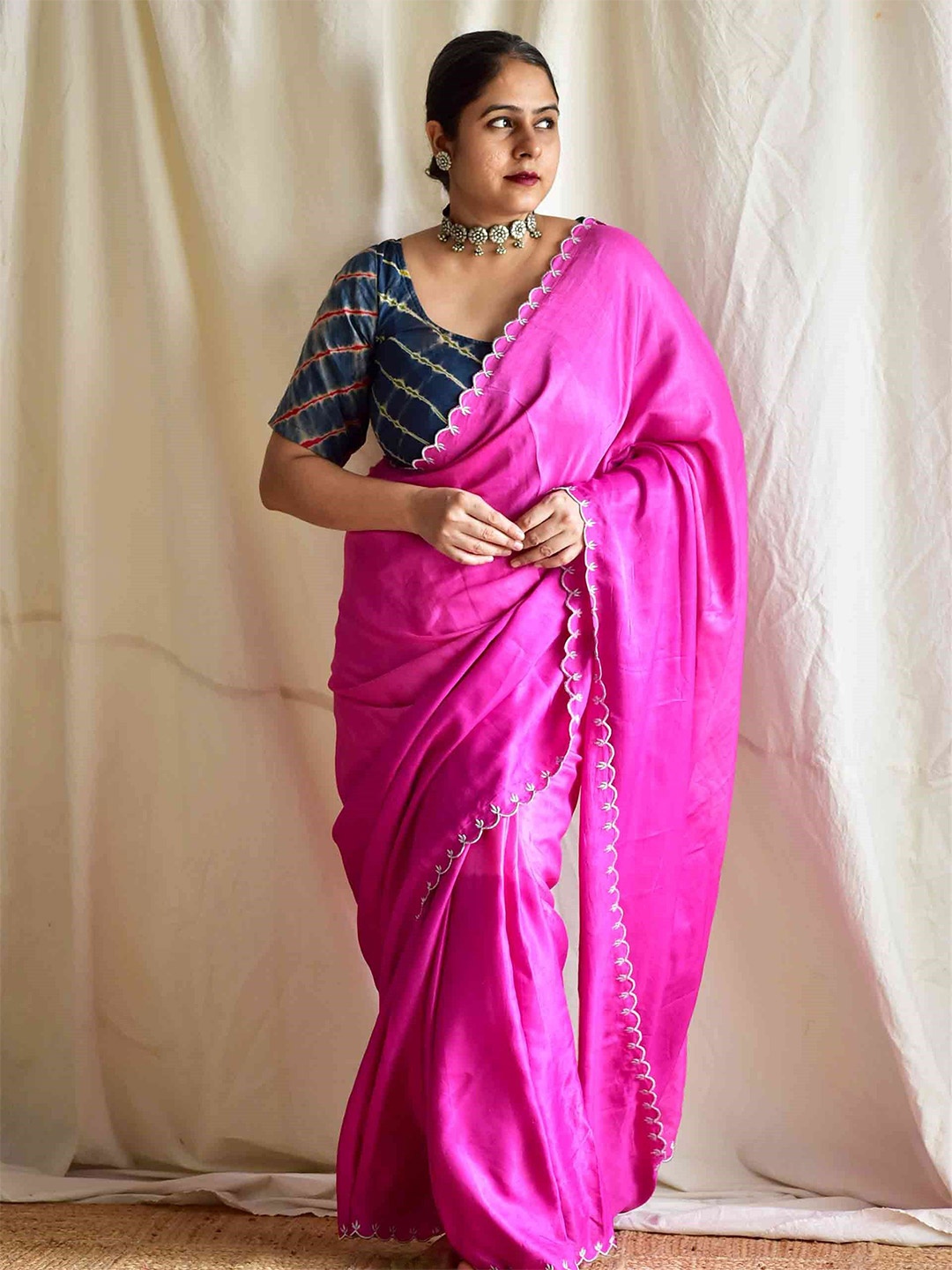 

Sundarii Silk Blend Saree, Pink