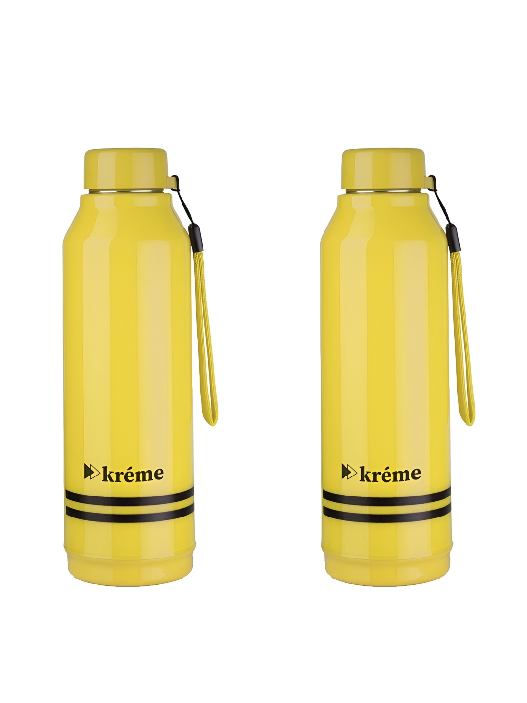 

Kreme Yellow Set of 2 Pieces Stainless Steel Printed Double Wall Vacuum Water Bottle