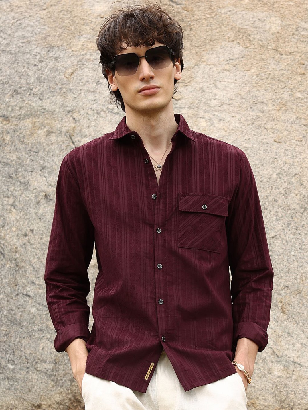 

Campus Sutra Men Comfort Opaque Casual Shirt, Red
