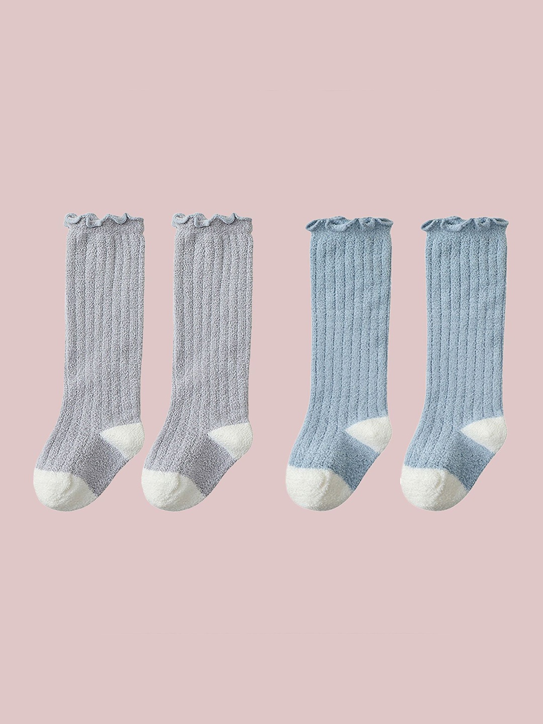

SYGA Infants Pack Of 2 Striped Cotton Knee-Length Socks, Grey