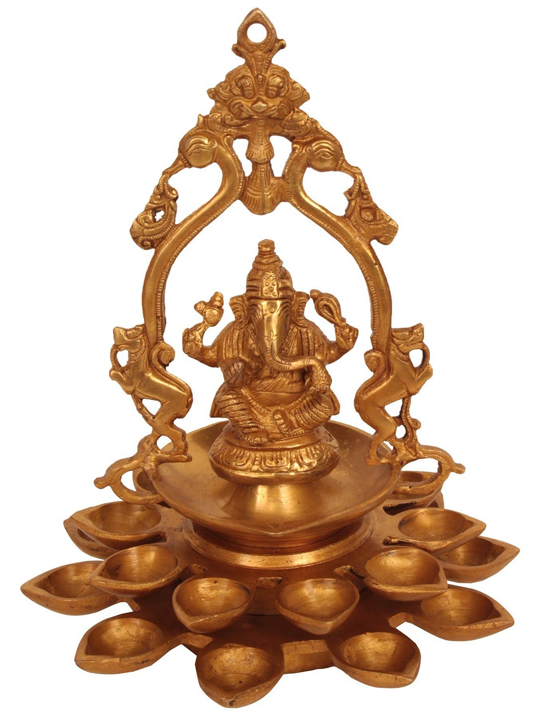 

Exotic India 12" Brass Ganesha Lamp, Yellow