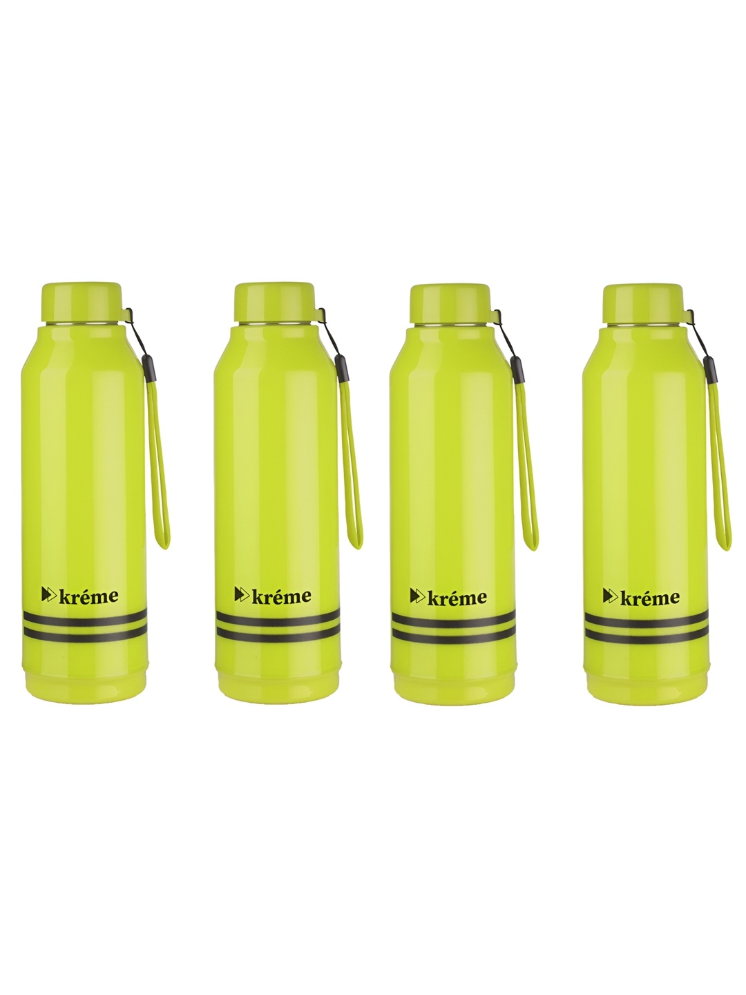 

Kreme ADVTR Green 4 Pieces Stainless Steel Printed Double Wall Vacuum Water Bottle-750 ml