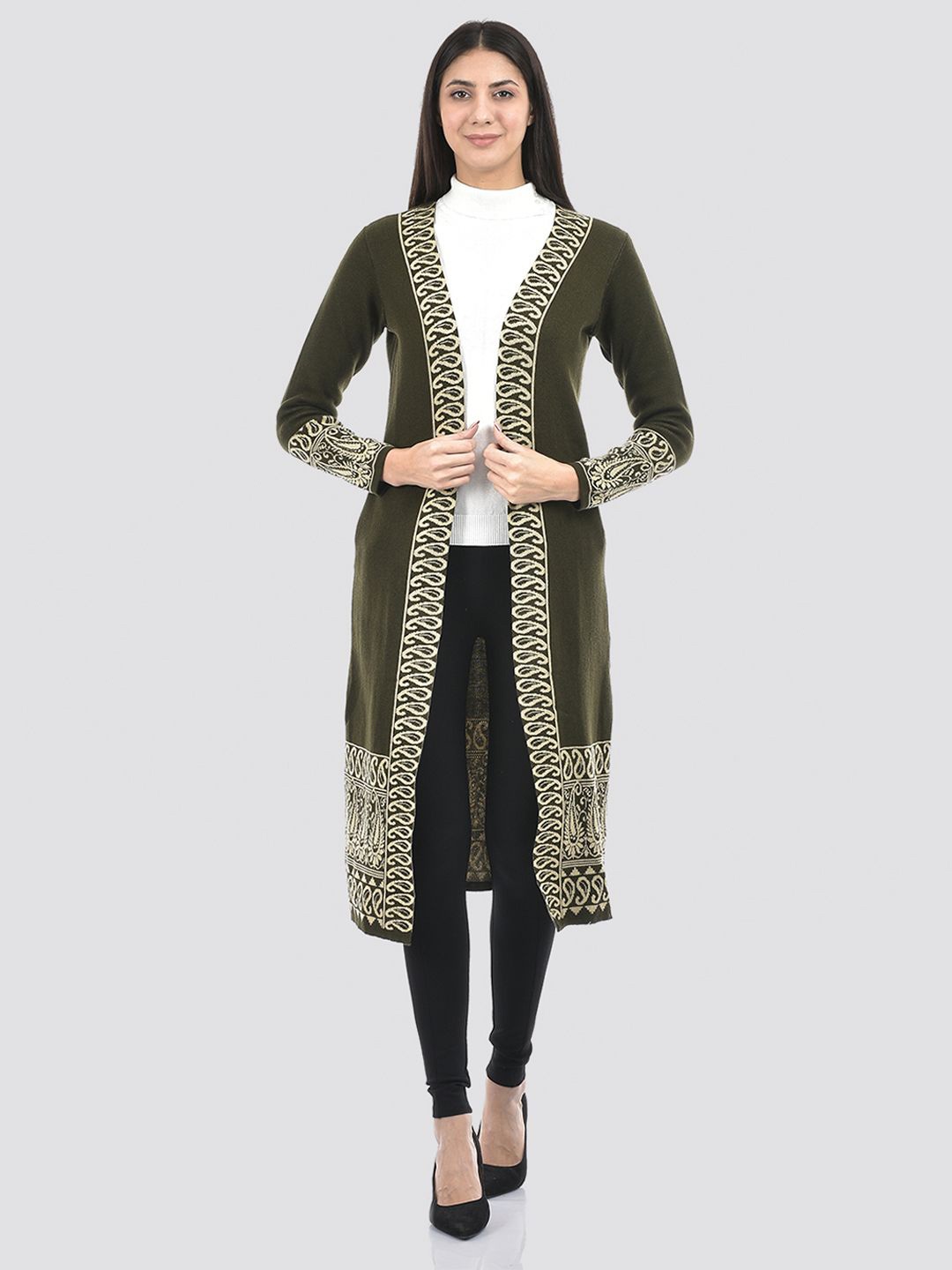 

American Eye Women Longline Shrug, Green
