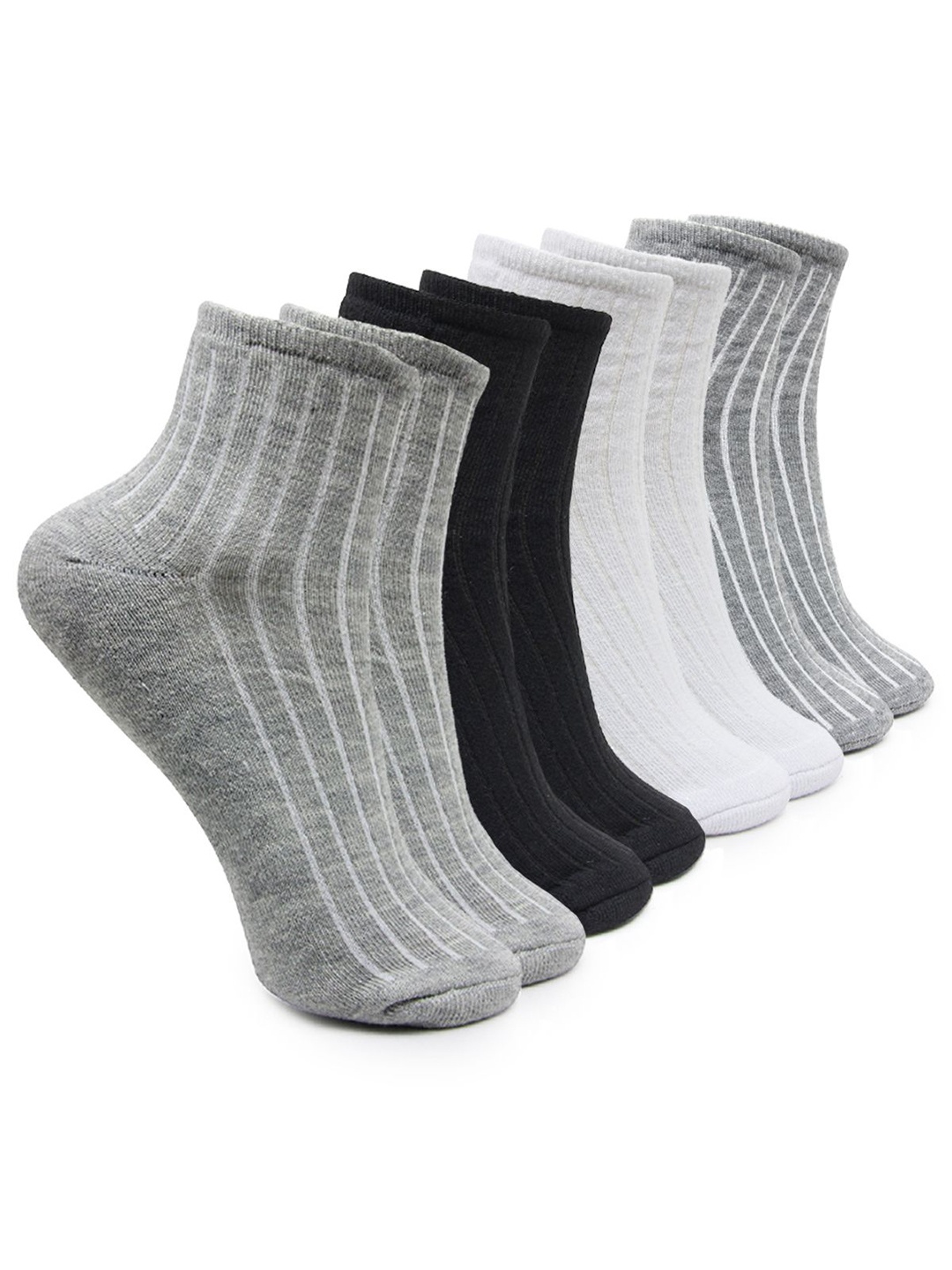 

BAESD Women Pack Of 4 Striped Ankle-Length Socks, Black