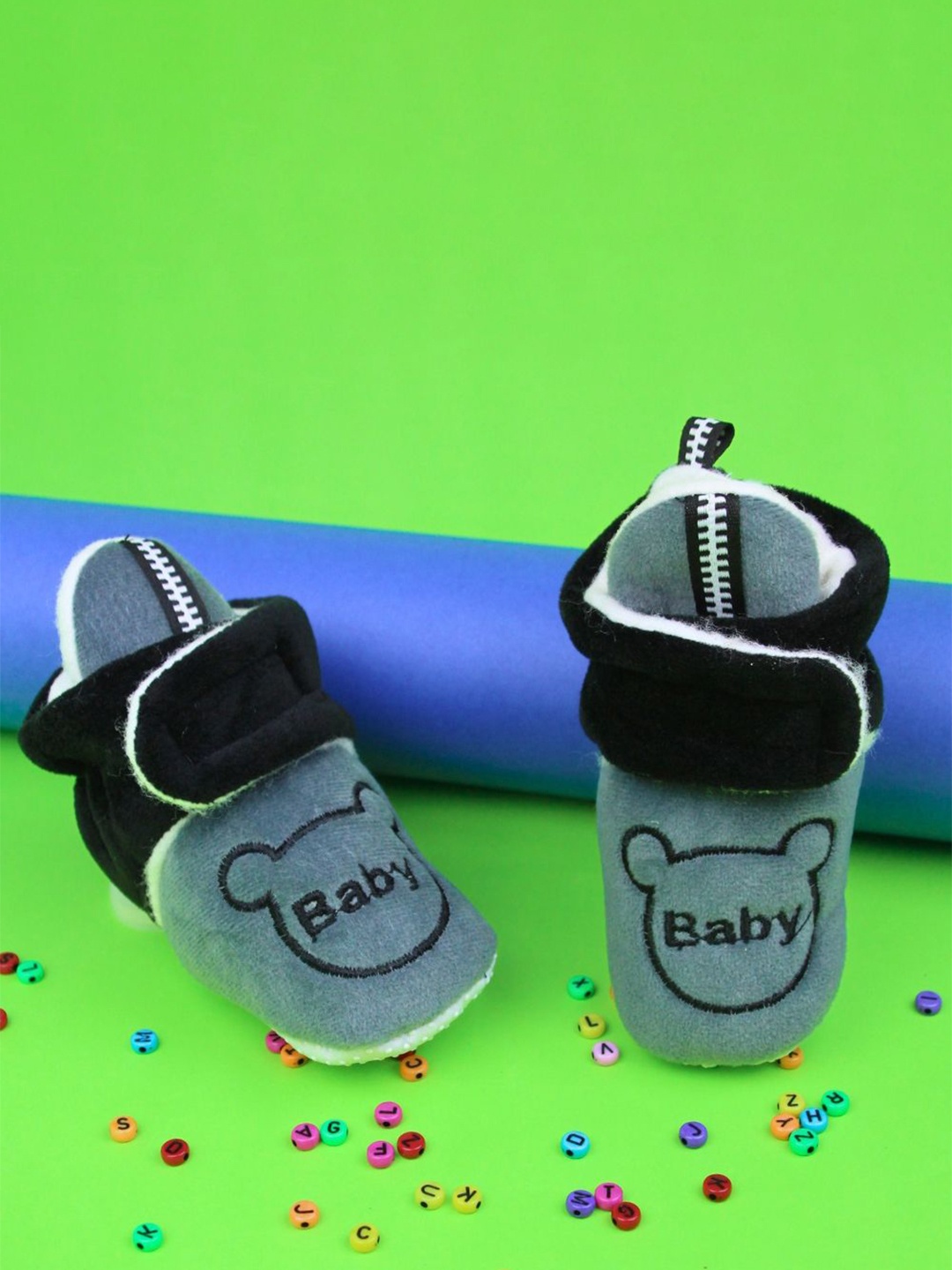 

NESKA MODA Unisex Kids Cotton Booties, Grey
