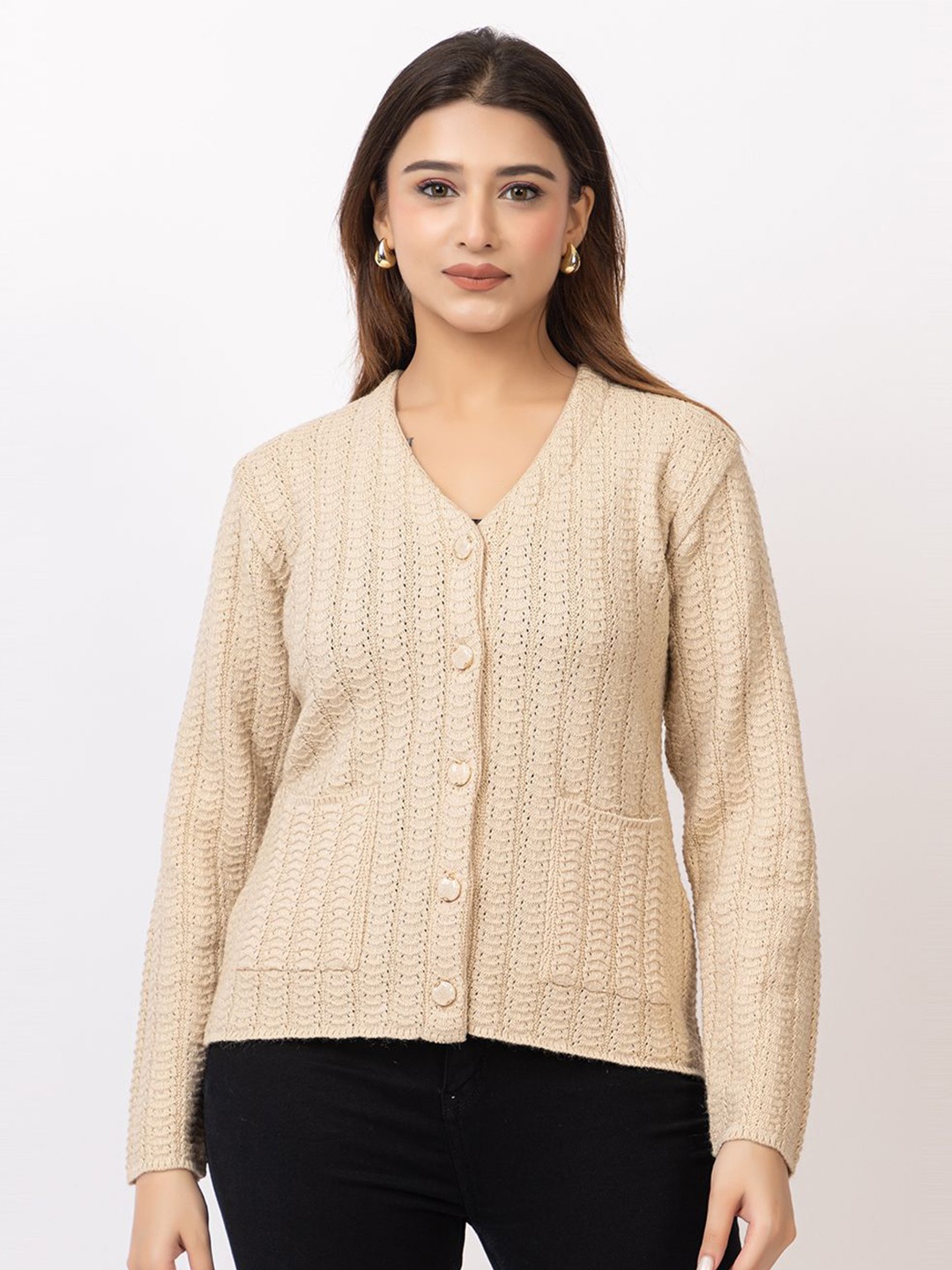 

TWENTY ME Women Woollen Cardigan, Beige