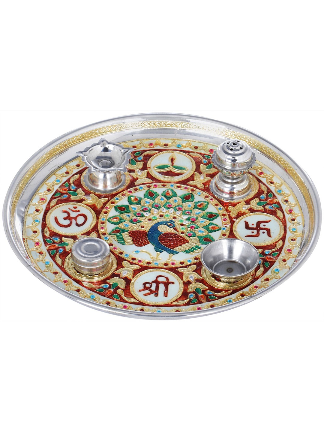 

Exotic India Shri OM Puja Thali, Red