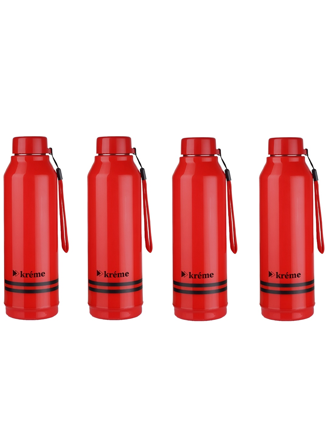 

Kreme Red & Black Set of 4 Stainless Steel Printed Double Wall Vacuum Water Bottle