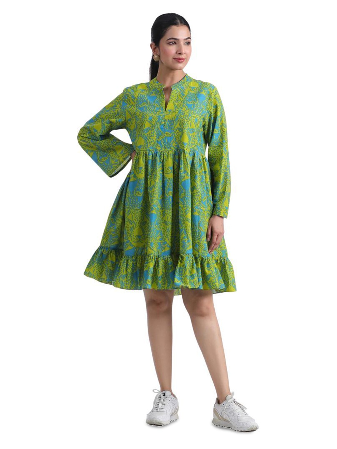 

JAIPURRANG Floral Print Fit & Flare Dress, Blue