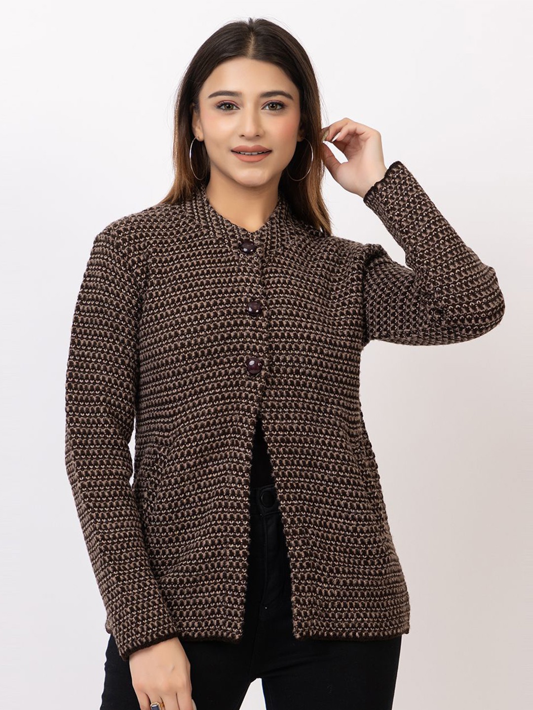 

TWENTY ME Women Woollen Cardigan, Brown