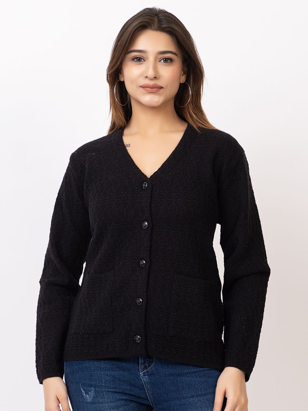 

TWENTY ME Women Woollen Cardigan, Black