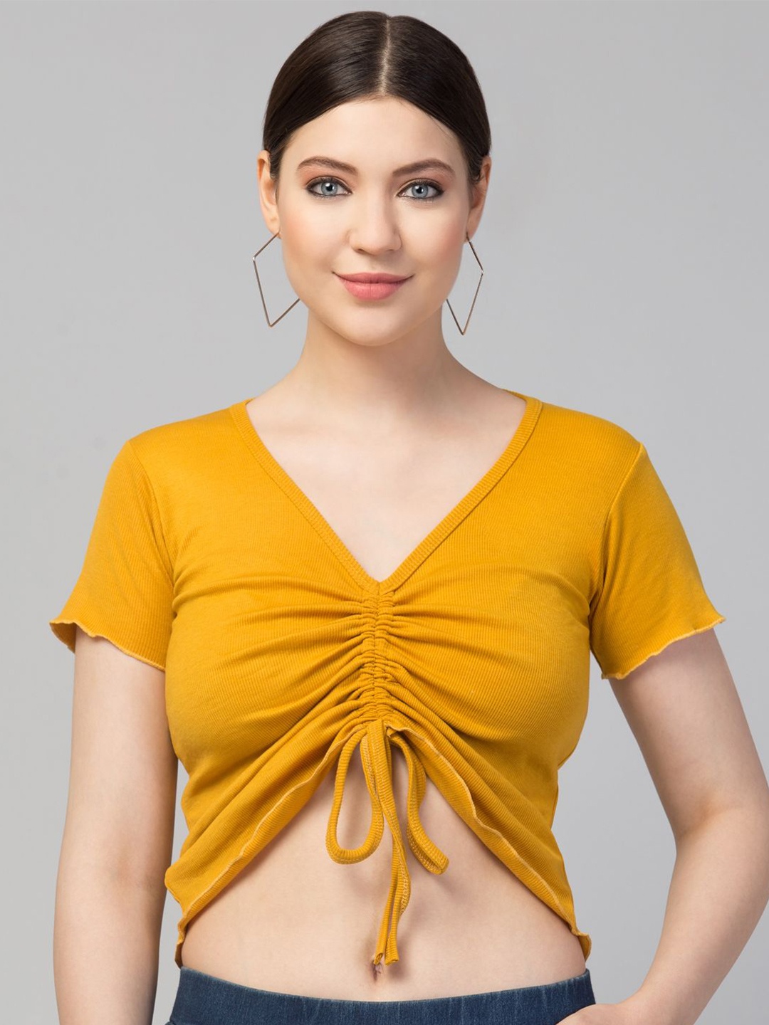 

Nalax Designs Halter Neck Applique Tank Top, Mustard